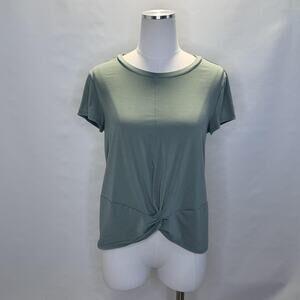 Athleta Shirt Womens Small Green Short Sleeve Twist Front Lightweight Top